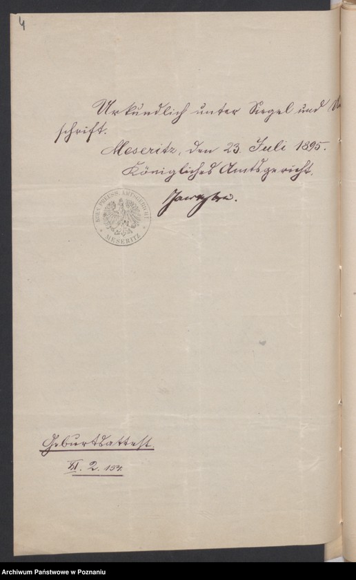 Obraz 6 z jednostki "Die von den Verlobten beigebrachten Urkunden zur Eheschliessung pro 1895"