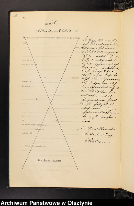 image.from.unit.number "Sterbe-Haupt-Register Tom II, Nr 601-720"