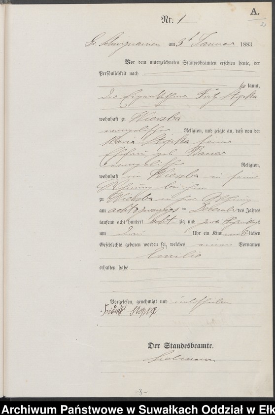 image.from.unit.number "Geburts-Haupt-Register des Königlich Preussischen Standes-Amtes Guszianka Kreis Sensburg"