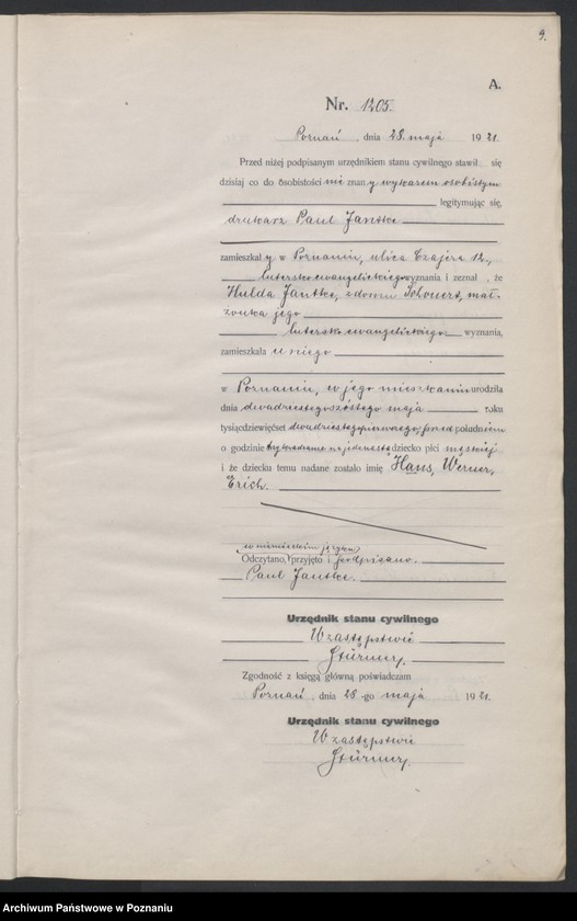 Obraz 11 z jednostki "Księga urodzeń odpis tom IV [Rejestr poboczny urodzeń]"