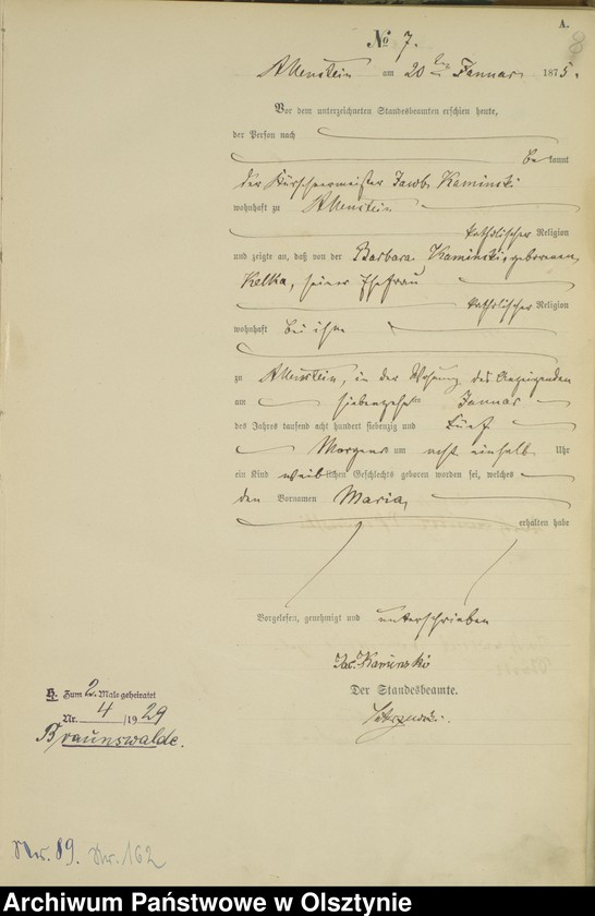 image.from.unit.number "Haupt-Geburts-Register Nr 1 - 282"