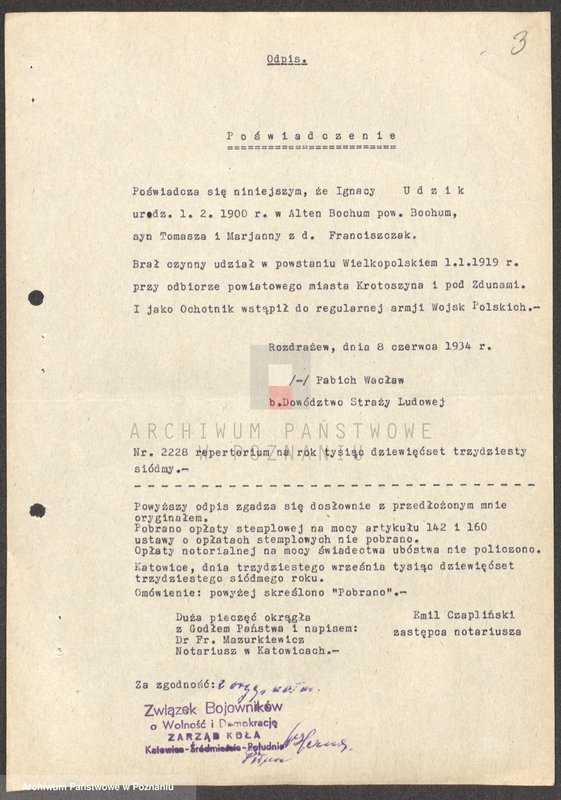 Obraz 13 z jednostki "Życiorysy powstańców wielkopolskich: U - V."