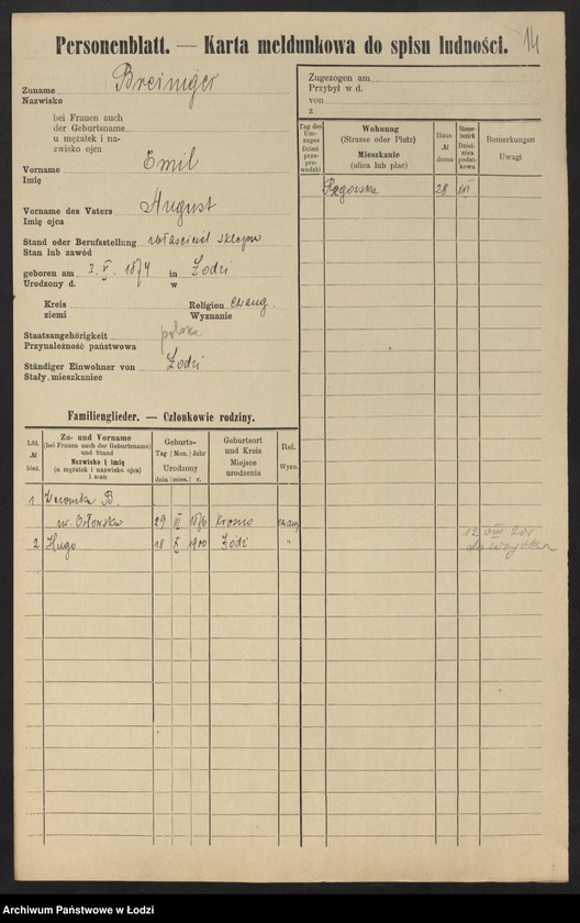 Obraz 16 z jednostki "[Spis ludności Łodzi] Broiński - Brot"