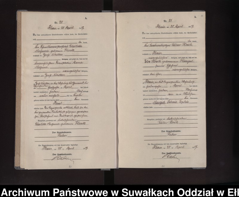 image.from.unit.number "Geburts-Neben-Register des Preussischen Standes-Amtes Rhein Kreis Lötzen"