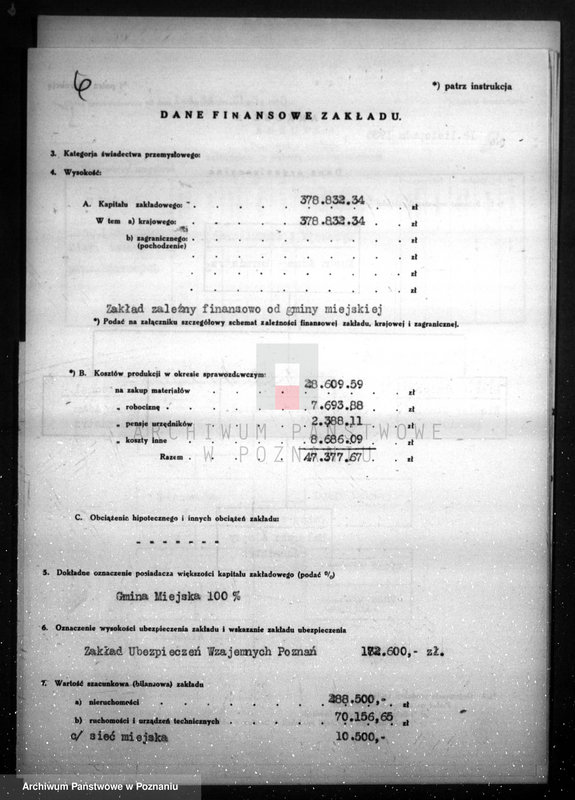 Obraz 10 z jednostki "Kwestionariusz Gazowni Miejskiej w Obornikach"