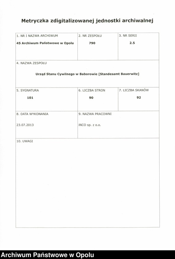 Obraz 2 z jednostki "Sterbe-Haupt-Register Standesamts Bauerwitz pro 1902"