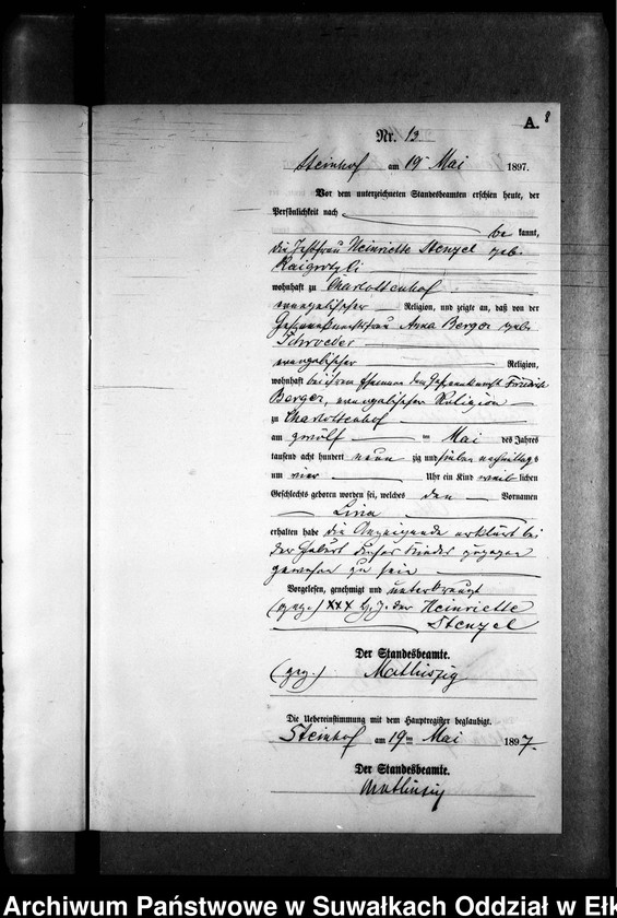 image.from.unit.number "Geburts-Neben-Register des Preussischen Standes-Amtes Gr. Strengeln Kreis Angerburg"