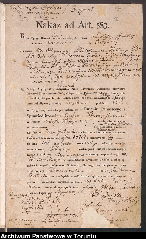 image.from.unit.number "Józef Kruszyński - akta działalności publicznej jako radcy Prefektury Departamentu Bydgoskiego, jako posła do Landstagu, członka Związku Zachodnio-Pruskich Ziem"