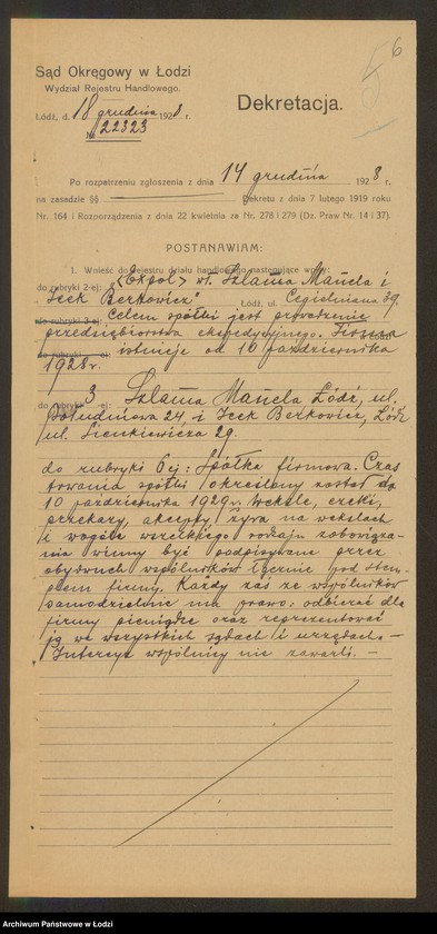 Obraz 8 z jednostki "Przedsiębiorstwo ekspedycyjne Expol właściele Szlama Manela i Icek Berkowicz"