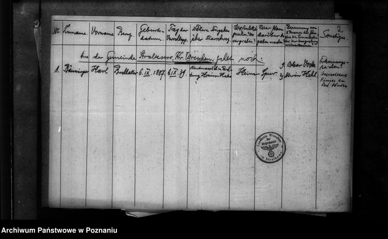 Obraz 6 z jednostki "Kreis Wreschen (Września). Wykazy miejscowych Niemców, którzy zginęli w 1939 roku - korespondecja"