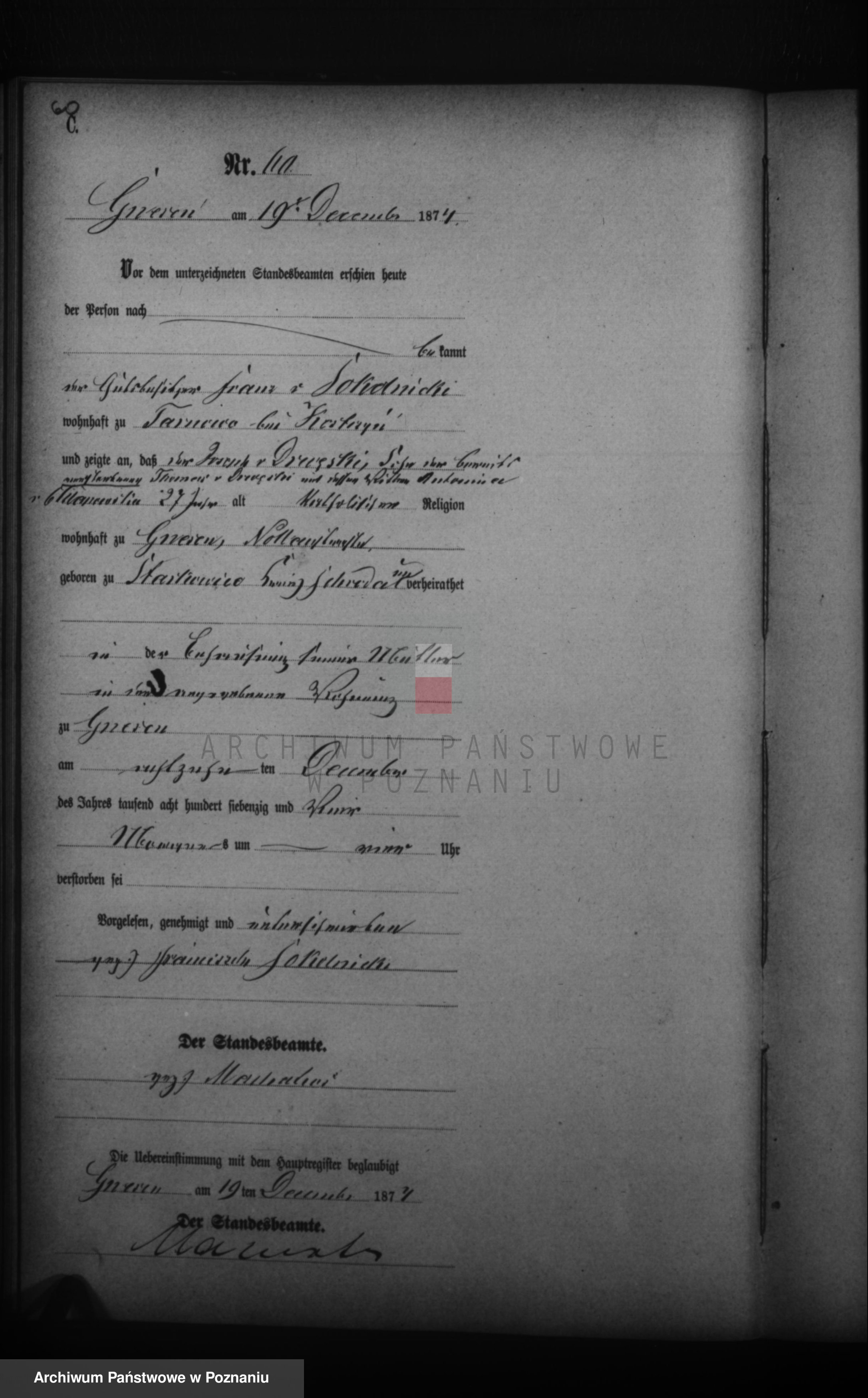 Skan z jednostki: Księga zgonów