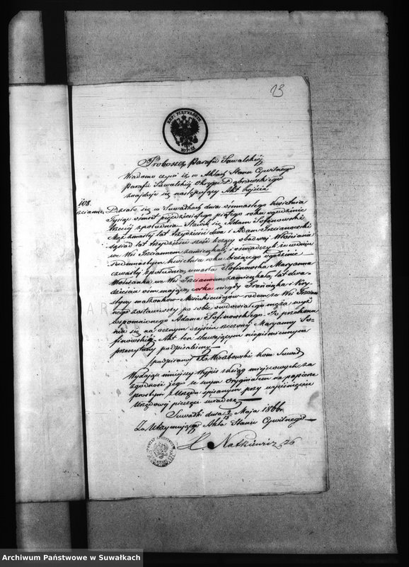 image.from.unit.number "Dowody do Akt Małżeństw Parafii Jeleniewskiej z roku 1866."