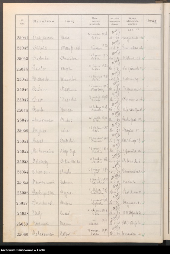 image.from.unit.number "Ewidencja dowodów osobistych wydanych przez Zarząd gminy Łódź od nr 25001 do 30000"