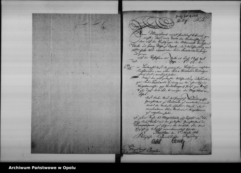 Obraz 19 z jednostki "Acta specialia betreffend die Feuer Societats und Servis- Freiheit der beiden Häuser des Orbe und Bega auf dem Amts Ostroweck de anno 1816"