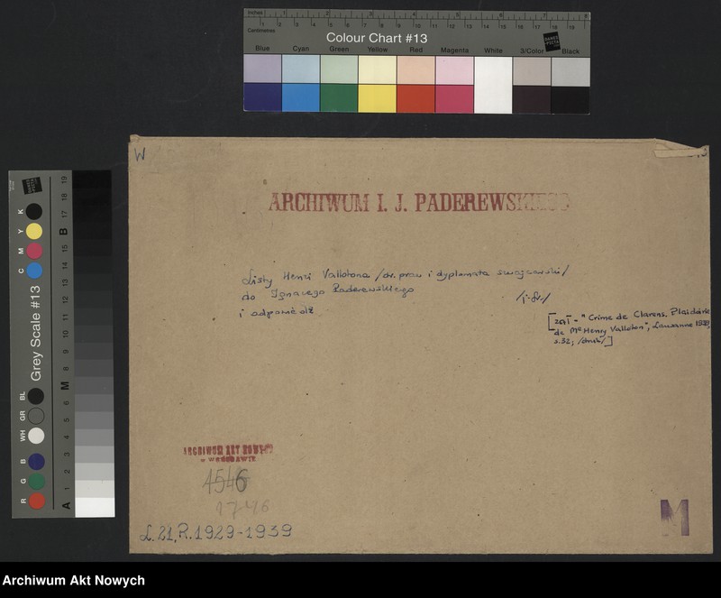 image.from.unit.number "Valloton Henri (dr praw, dyplomata szwajcarski); Załączniki: "Grime de Clarens. Plaidoirie de Mme Henry Valloton", Lausanne 1939, s.32 (druk); L.21 (odpowiedź - maszynopis)"