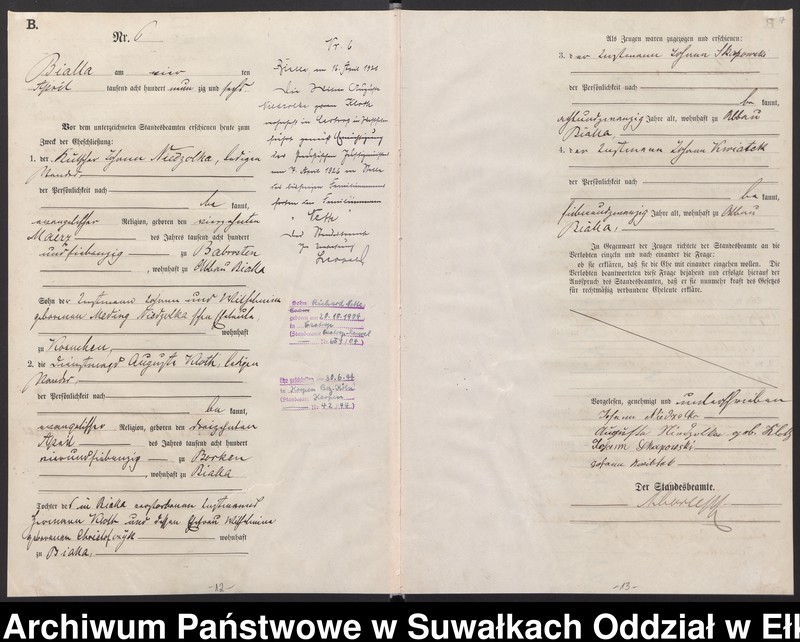 image.from.unit.number "Heiraths-Haupt-Register des Königlichen Preussischen Standes-Amtes Bialla Kreis Johannisburg"