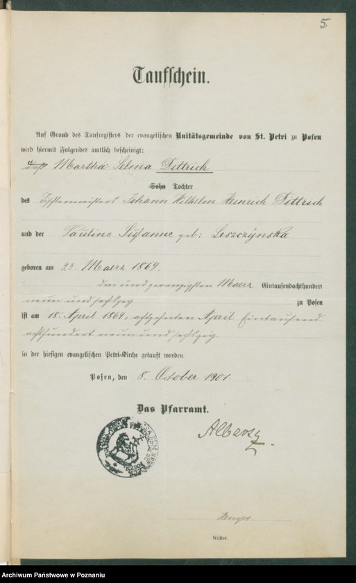 Obraz 7 z jednostki "[Dokumenty dostarczone przez narzeczonych do zawarcia związku małżeńskiego za 1901 rok. Tom XIX]"