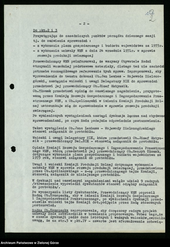 Obraz z jednostki "Protokóły z sesji Wojewódzkiej Rady Narodowej w Zielonej Górze; Nr III, IV"