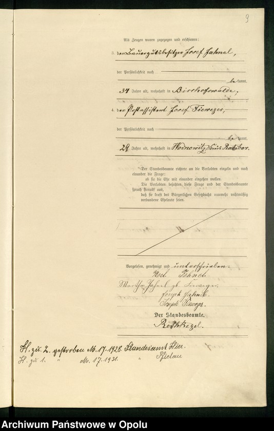 Obraz 13 z jednostki "Heiraths-Haupt-Register des Standsamts Bischofswalde pro 1900"