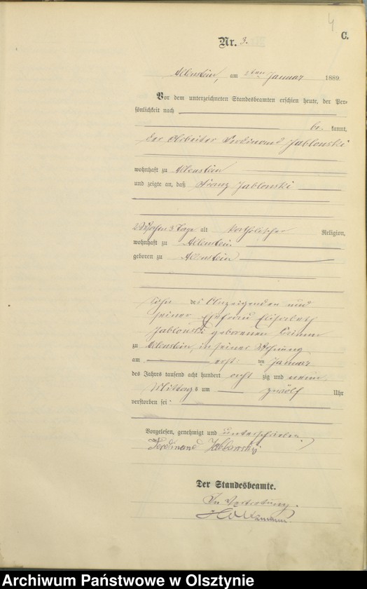 image.from.unit.number "Sterbe-Haupt-Register Tom I,Nr 1 - 302"