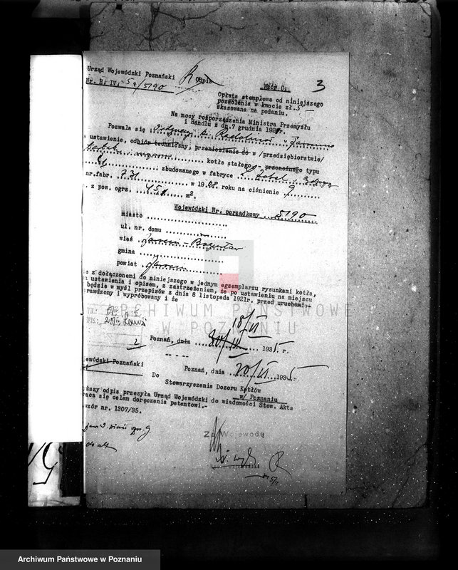 Obraz 7 z jednostki "Młyn parowy w Jarocinie pow. jarociński nr fabr. kotła 892 nr woj. kotła 6431"