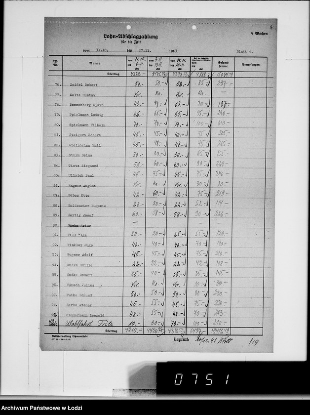 Obraz 11 z jednostki "Abschlag-Listen"