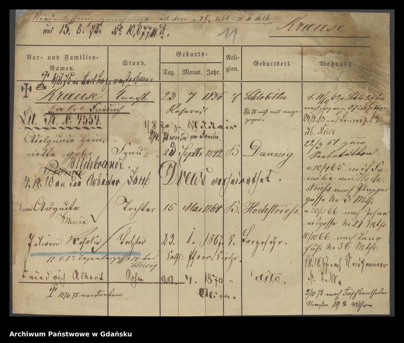 image.from.unit.number "Karty meldunkowe: Krause Ida - Krause Johann"