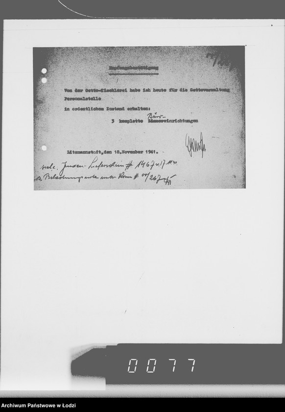 Obraz 11 z jednostki "[Zaświadczenia o zatrudnieniu i wykazy wydanych mebli biurowych dla oddziału osobowego]"