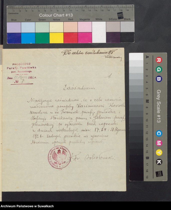 Obraz 3 z jednostki "Aneksa do aktów ślubnych Rz-kat. Jeleniewskiej parafji z 1926 roku"