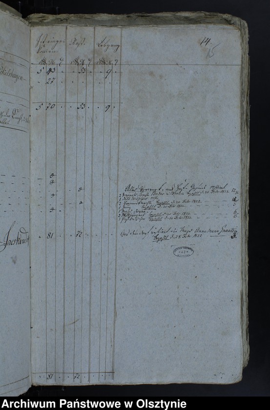 image.from.unit.number "Jahr Rechnung aller Einnahme und Ausgabe der Jäskendorffschen Kirche"