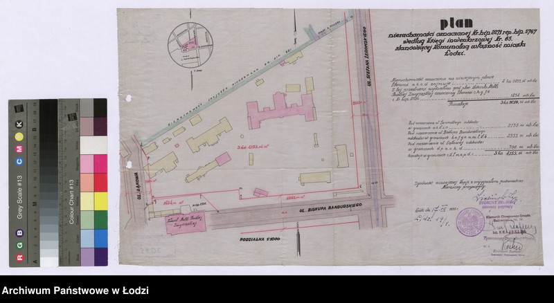 Obraz 1 z jednostki "Plan nieruchomości oznaczonej Numerem hipotecznym 2271 repertorium hipoteczne 5767 według Księgi inwentarzowej Numer 65 stanowiącej Komunalną własność miasta Łodzi"