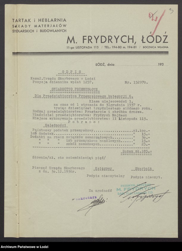 Obraz 5 z jednostki "Chaim Moszek Frydrych- przemysł drzewny"