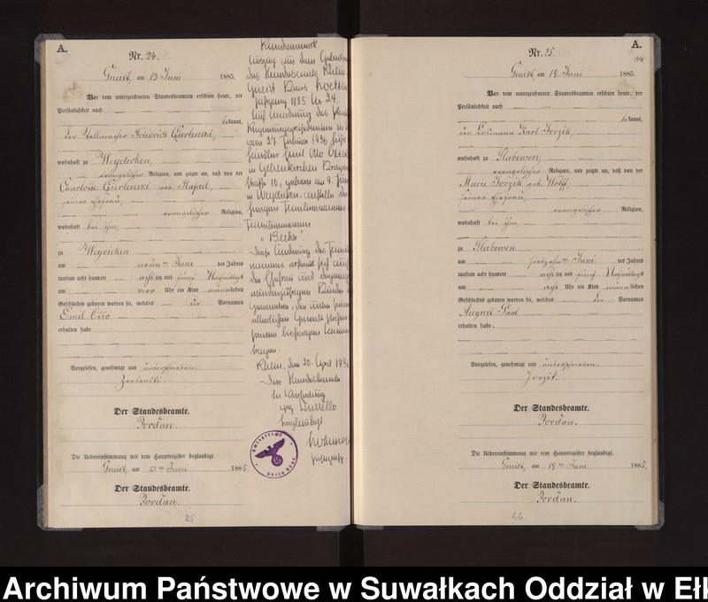 image.from.unit.number "Geburts-Neben-Register des Königlichen Preussischen Standes-Amtes Gneist Kreis Loetzen"