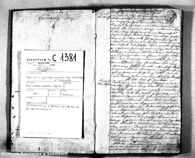 image.from.unit.number "Kięga Duplikatu Zawierająca w sobie Akta Stanu Cywilnego od dnia 1-go Stycznia do dnia ostatniego Grudnia 1829 r. Urodzonych, Zaślubionych i Zmarłych w Parafii Kopciowskiey pro 1829 roku"