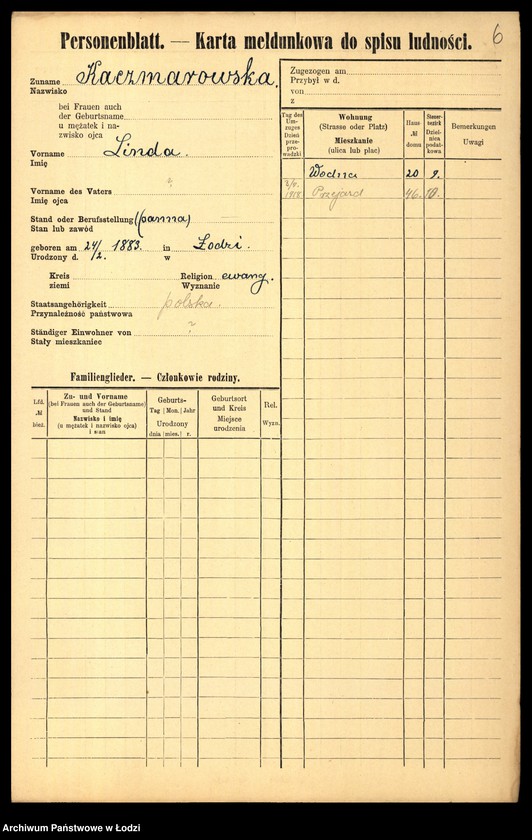 Obraz 8 z jednostki "[Spis ludności Łodzi] Katschmarowska - Kaczyński"