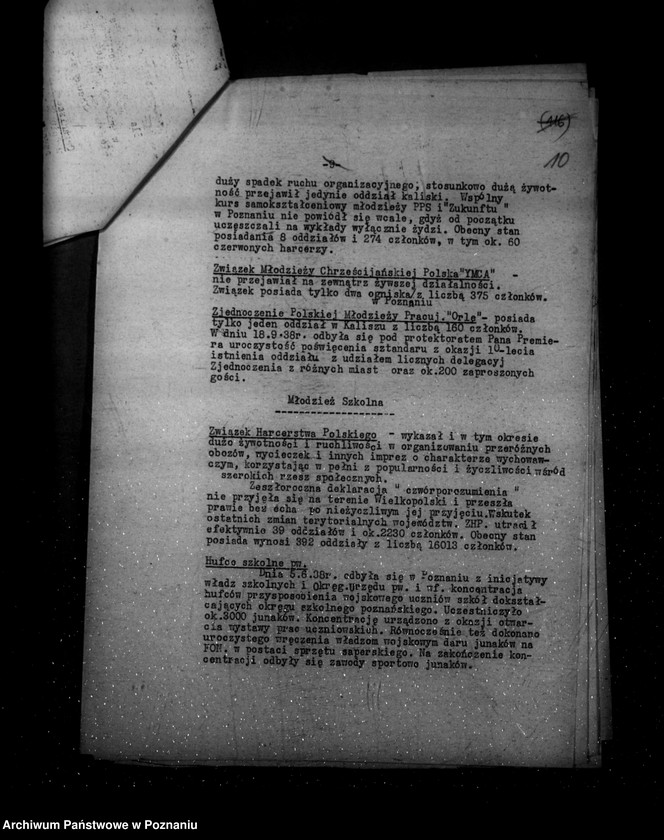 Obraz 14 z jednostki "Sprawozdanie półroczne z życia polskich legalnych stowarzyszeń i związków za okres od 1 kwietnia do 30 września 1938 r."
