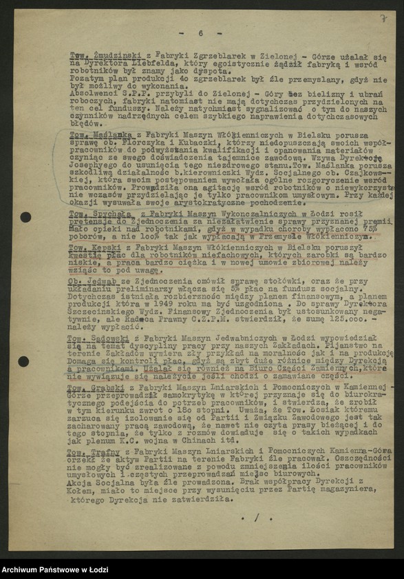 Obraz 8 z jednostki "Zjednoczenie Przemysłu Budowy Maszyn Włókienniczych; protokół [narady], sprawozdania [z produkcji]"