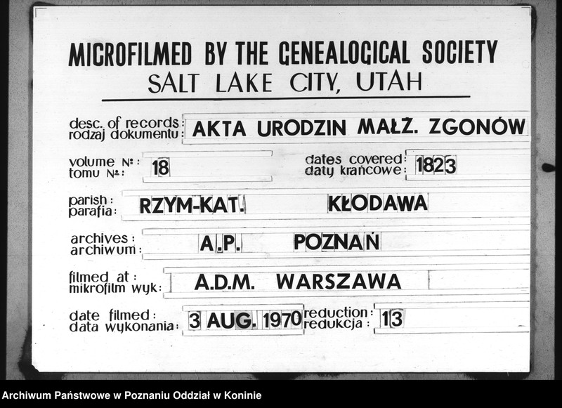Obraz 1 z jednostki "Księga urodzeń, małżeństw i zgonów"