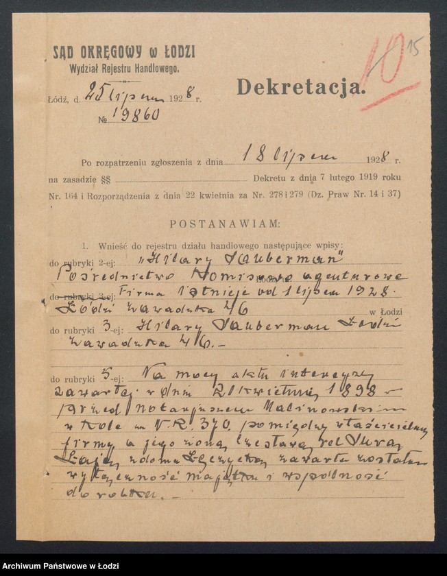 Obraz 17 z jednostki "Hilary Sauberman- pośrednictwo komisowo-agenturowe"