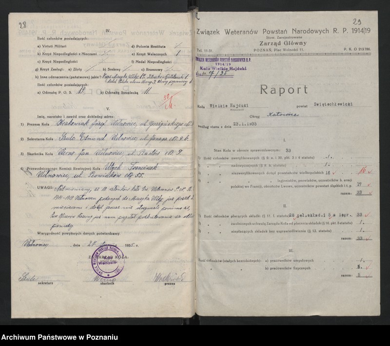 image.from.unit.number "Raporty ze stanu kół okręgu pomorskiego i śląskiego Związku Weteranów Powstań Narodowych Rzeczypospolitej Polski."