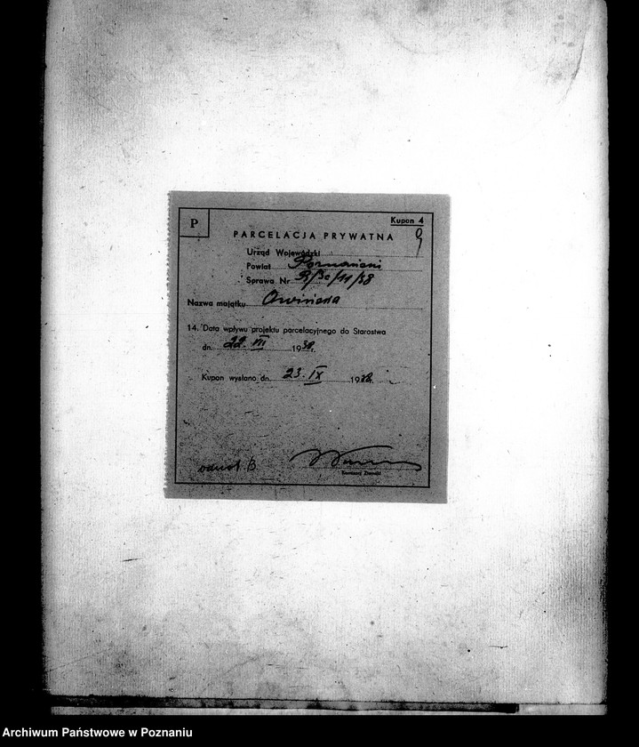 Obraz 13 z jednostki "Parcelacja prywatna majątku Owińska powiatu poznańskiego"