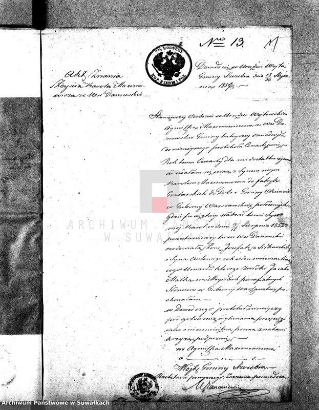 image.from.unit.number "Dowody do Akt Małżeństwa Parafii Wigierskiej za Rok 1857."