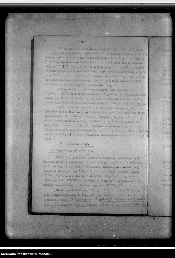 image.from.unit.number "Rozkazy, protokoły, instrukcje, sprawozdania Komitetu. Przepisy służbowe dotyczące organizacji i działalności wychowania fizycznego i przysposobienia wojskowego z 1928 roku. Korespondencje. Szkice umundurowania."