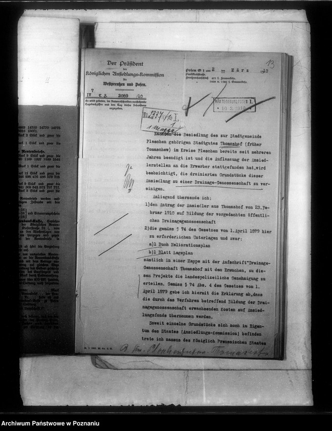 Obraz 16 z jednostki "Die Draenage-Genossenschaft Thomashof Kreis Pleschen Tomaszewo"