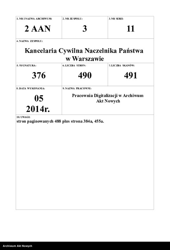 image.from.unit.number "Skrócenie 10 miesięcznego terminu zakazu wstąpienia w ponowne związki małżeńskie. Reskrypty Naczelnika Państwa, wnioski, korespondencja z Min. Wyznań Religijnych i Oświecenia Publicznego"