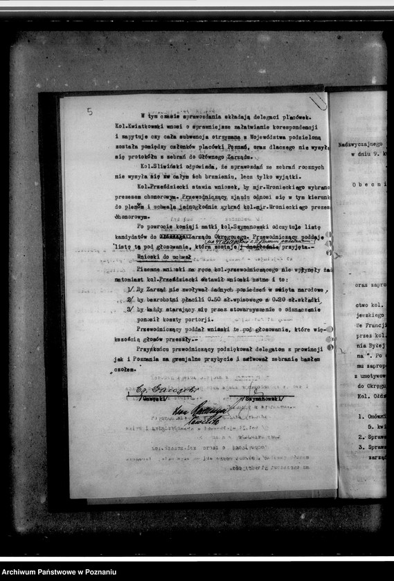 Obraz 9 z jednostki "Protokoły zebrań Zarządu Okręgu Poznańskiego"