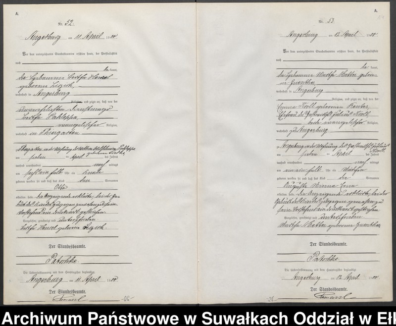 image.from.unit.number "Geburts-Neben-Register des Preussischen Standes-Amtes Angerburg Kreis Angerburg"