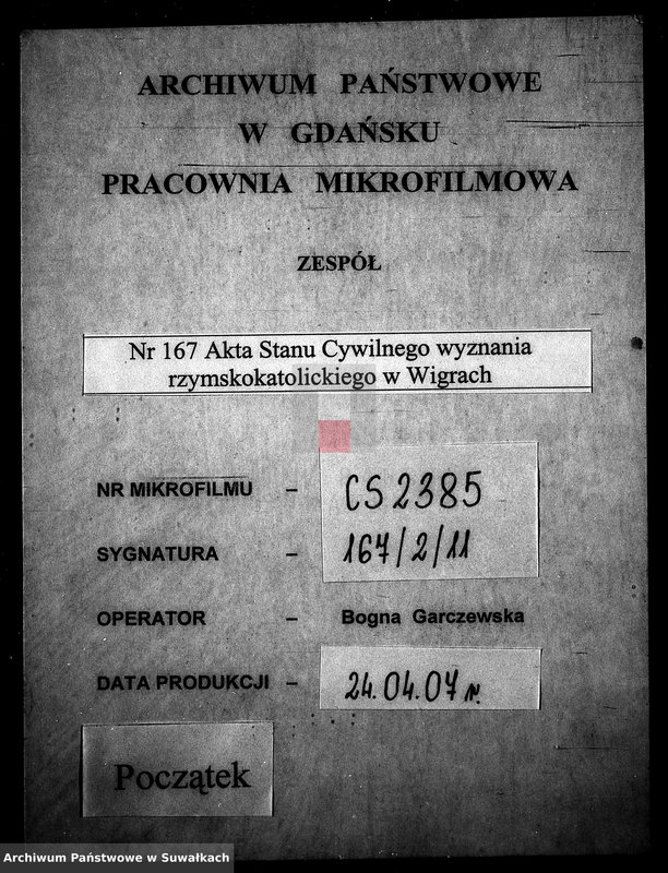 image.from.unit.number "Dowody służące do Aktów Małżeństwa Urzędnika Stanu Cywilnego Gminy Wigierskiey w Obwodzie i Woiewództwie Augustowskim na rok od 1-go Stycznia 1823 do ostatniego Grudnia tegoż roku."