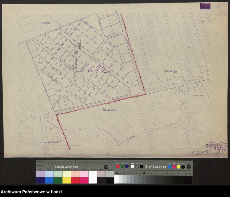 Obraz 1 z jednostki "Plan m. Łodzi 1:2000 z oznaczeniem podziału miasta na Obwody Komitetów Blokowych. Sekcja SO 86"