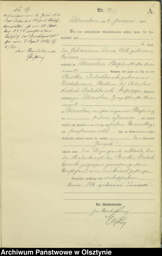 image.from.unit.number "Geburts-Haupt-Register Tom I,Nr 1 - 399"